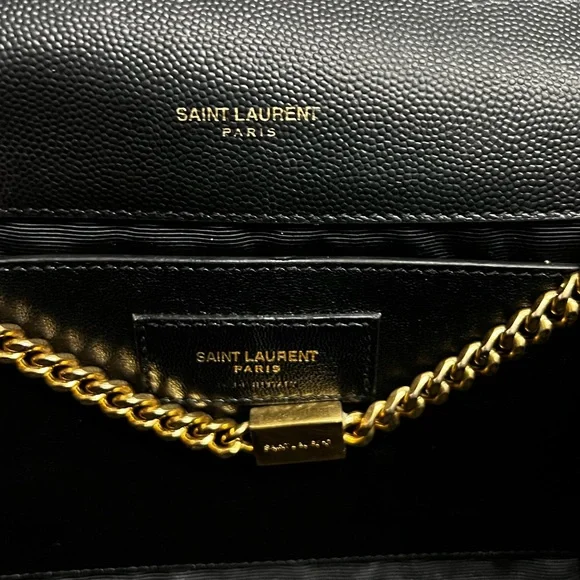 Saint Laurent YSL Black Kate Medium Flap Purse - In Grain De Poudre - Picture 13 of 17